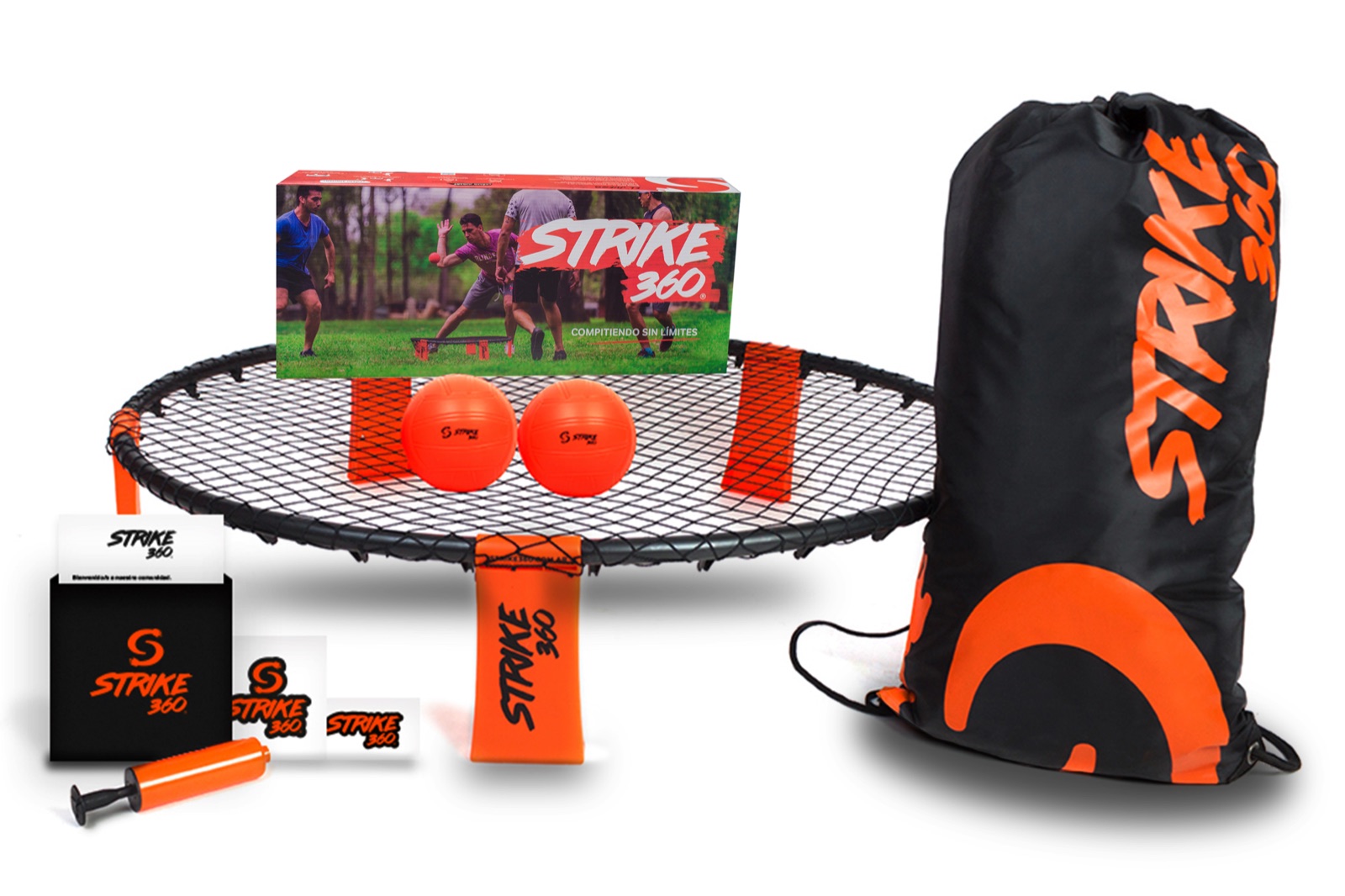 Set Inicial Strike 360: red, dos pelotas, inflador, mochila y caja